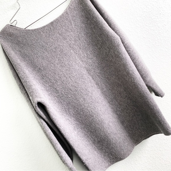 THEORY one shoulder ribbed royal wool grey sweater long sleeve seen on tv M - Picture 1 of 10